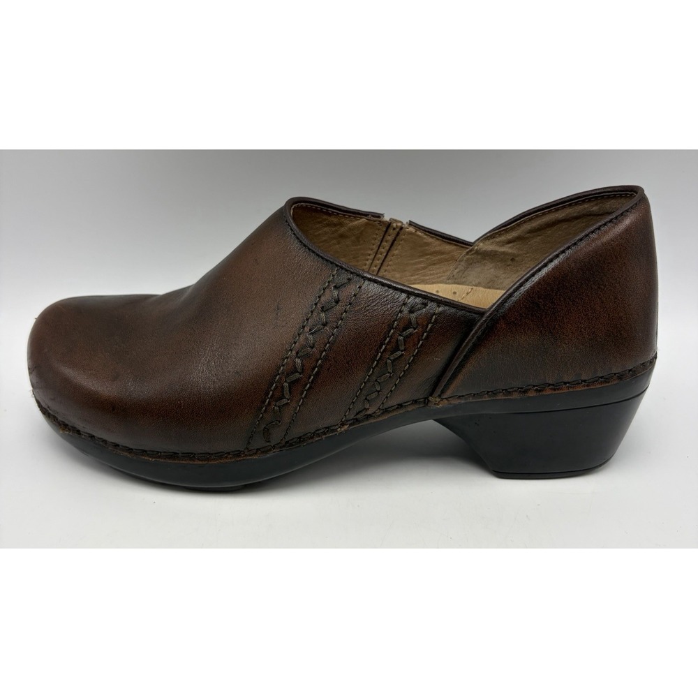 Dansko Sienna Brown Leather Clogs Womens 8.5 Slip On EU 39 Comfort